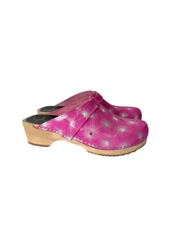 Cape Clogs Shoes - Cape Clog Starburst Colorful Silver Pink Suede European Clogs Size EU 40 US 9
